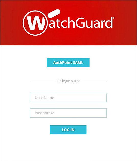Screen shot of the login page